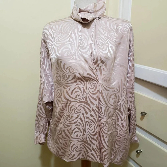 Vintage Silk Tunic Blouse Wrap Neck Dusky Pink Size 10 Evan Picone - Picture 1 of 6